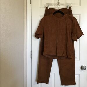 Linda Allard Ellen Tracy vintage brown suede 2 piece suit size 4/6